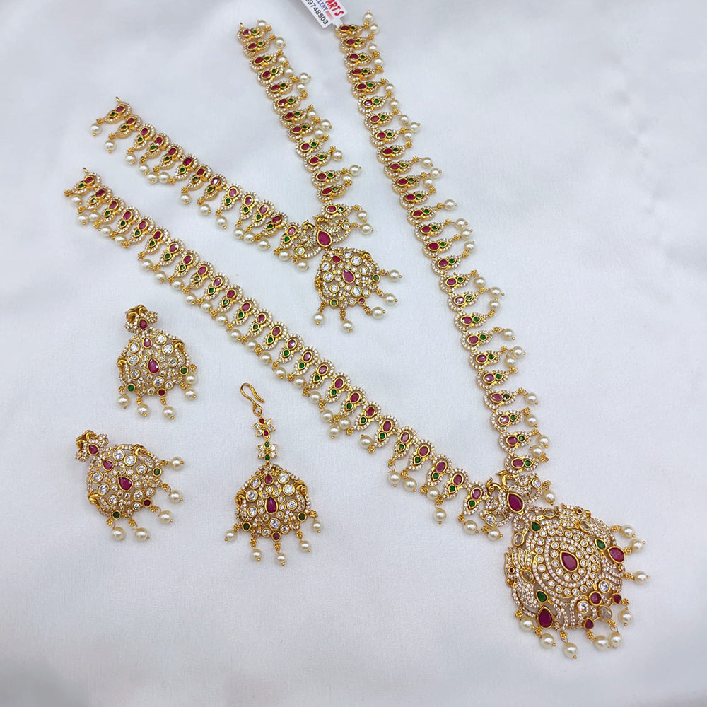 Lucentarts Jewellery Designer Pota Stone And Pearl Double Necklace Set