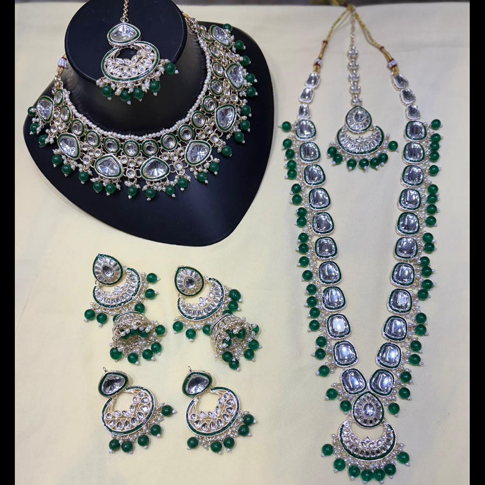 Lucentarts Jewellery Premium Gold Plated Kundan And Meenakari Double Necklace Set