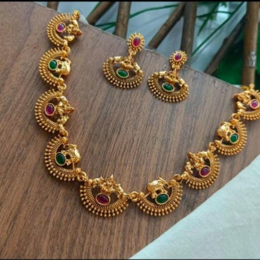 Lucentarts Jewellery Heritage Pota Stone And Temple Necklace Set