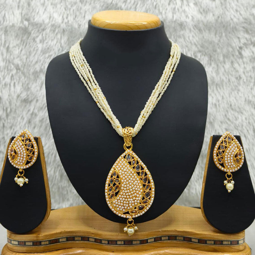 Lucentarts Jewellery Heritage Pota Stone Pearl And Beads Necklace Set