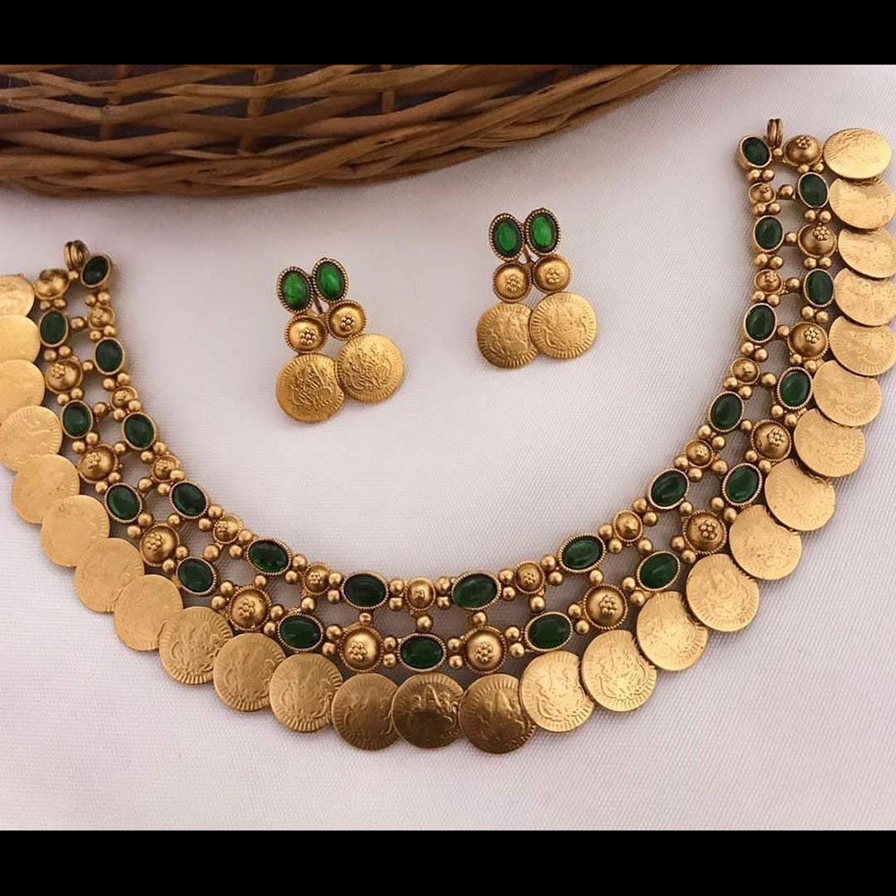 Lucentarts Jewellery Heritage Pota Stone And Temple Necklace Set