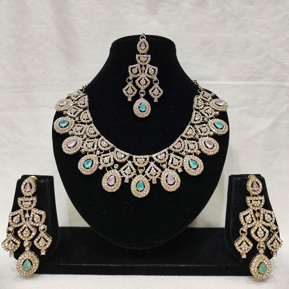 Lucentarts Jewellery Royal Look American Diamond Necklace Set