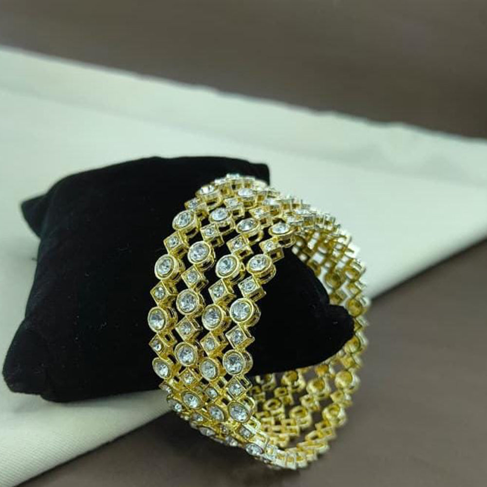 Lucentarts Jewellery Gold Plated Crystal Stone Bangles Set