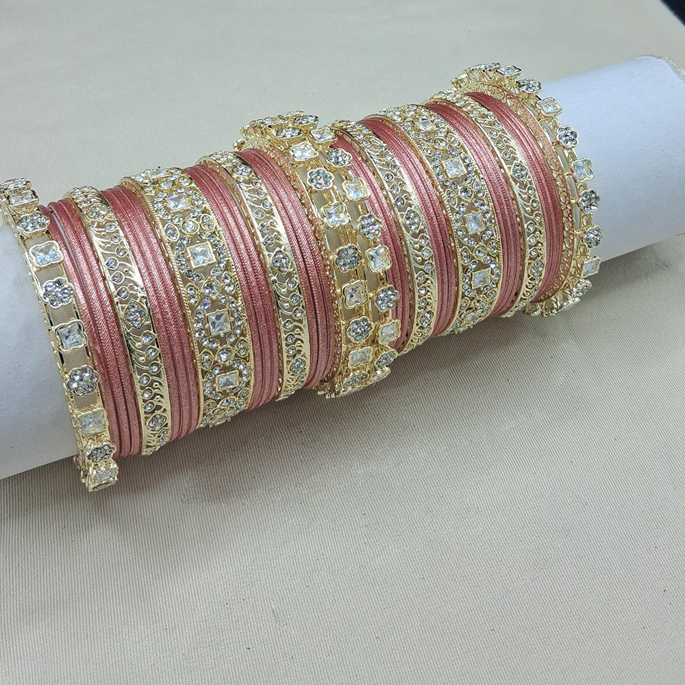 Lucentarts Jewellery Sparkling Austrian Stone Fancy Bangles Set for Wedding & Festive Wear