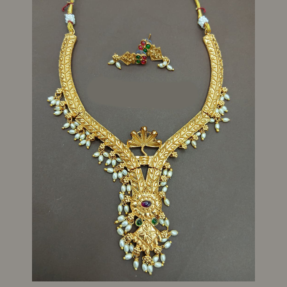 Lucentarts Jewellery Elegant Pota Stone And Pearl Necklace Set
