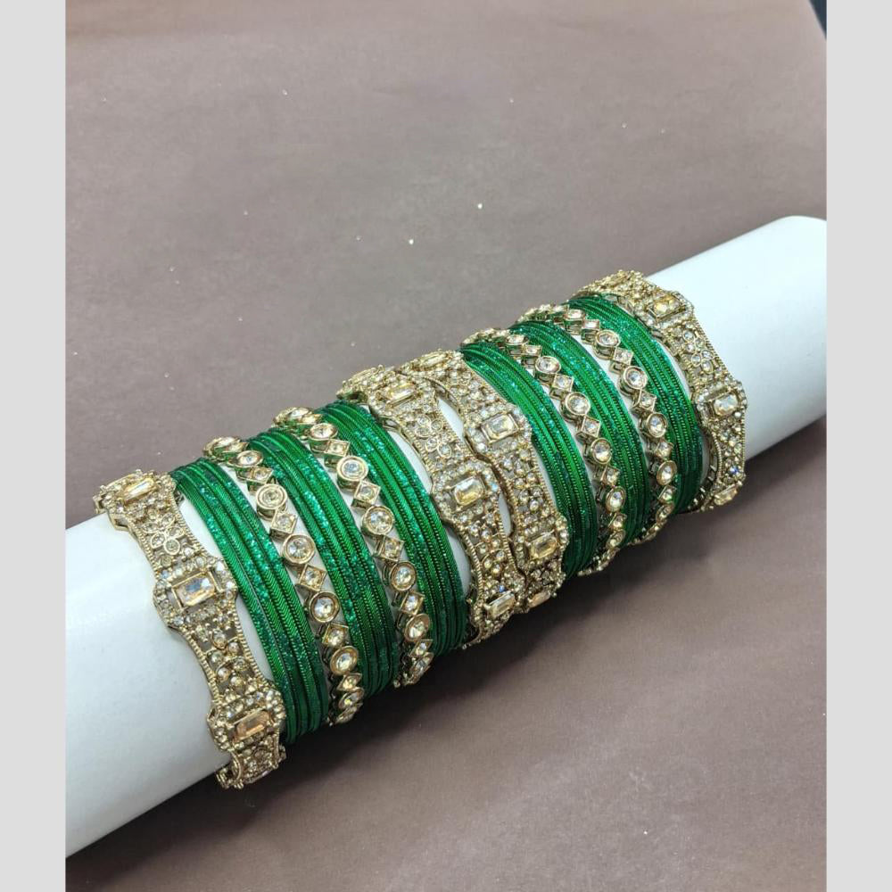 Lucentarts Jewellery Sparkling Crystal Stone Fancy Bangles Set for Wedding & Festive Wear