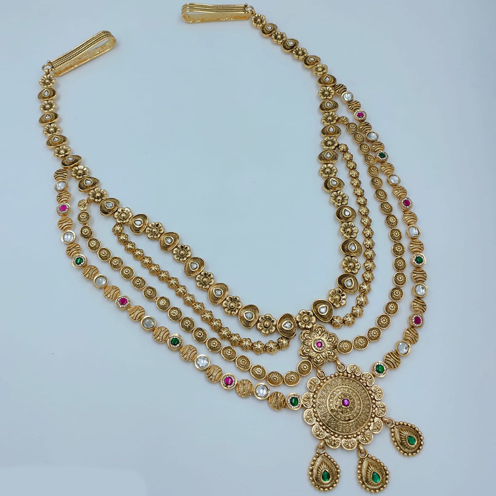 Lucentarts Jewellery Traditional Pota Stone Kamarband for Bridal & Festive Wear