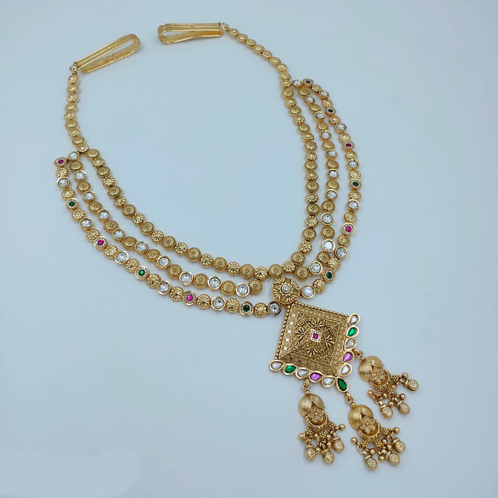 Lucentarts Jewellery Traditional Pota Stone And Pearl Kamarband for Bridal & Festive Wear