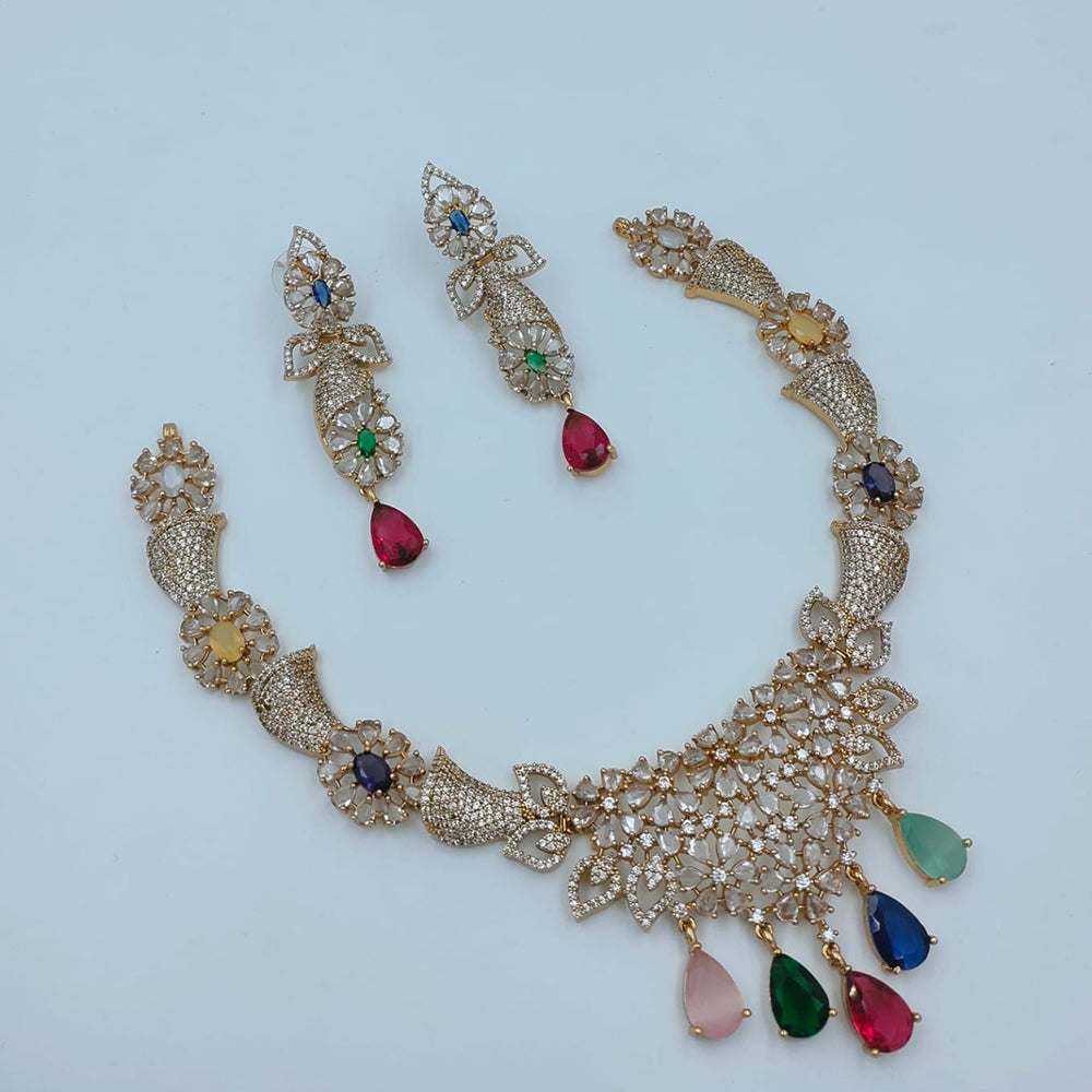 Lucentarts Jewellery Royal Look American Diamond Designer Necklace Set