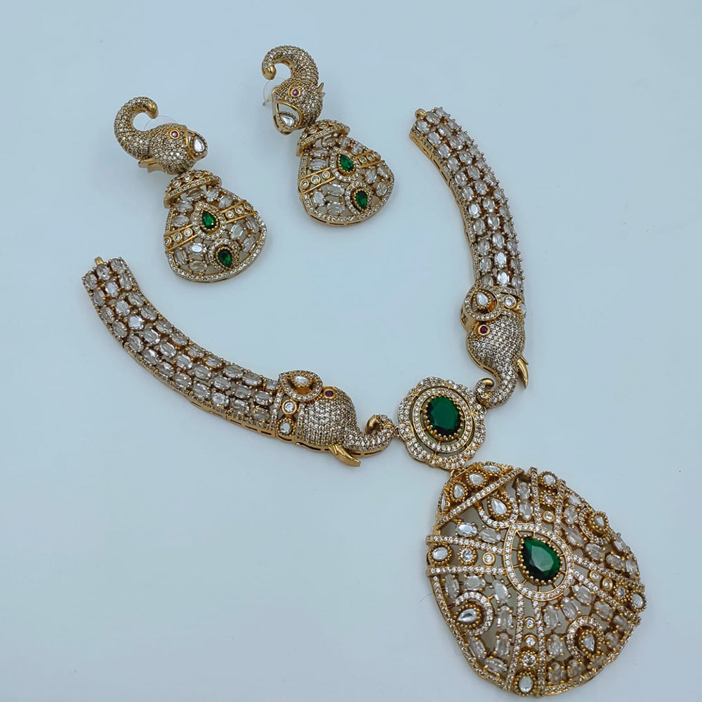 Lucentarts Jewellery Royal Look American Diamond Elephent Designe Necklace Set