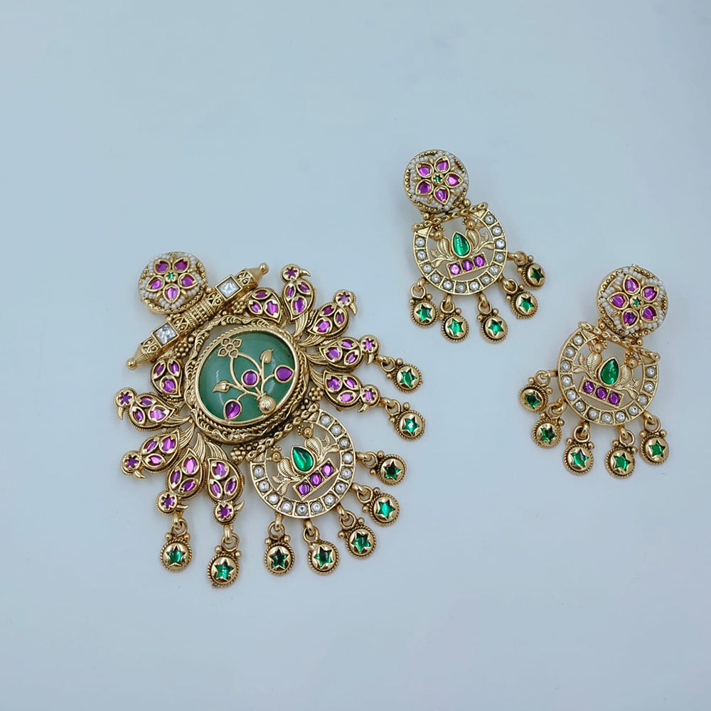 Lucentarts Jewellery Gorgeous Pota Stone And Pearl Pendant Set