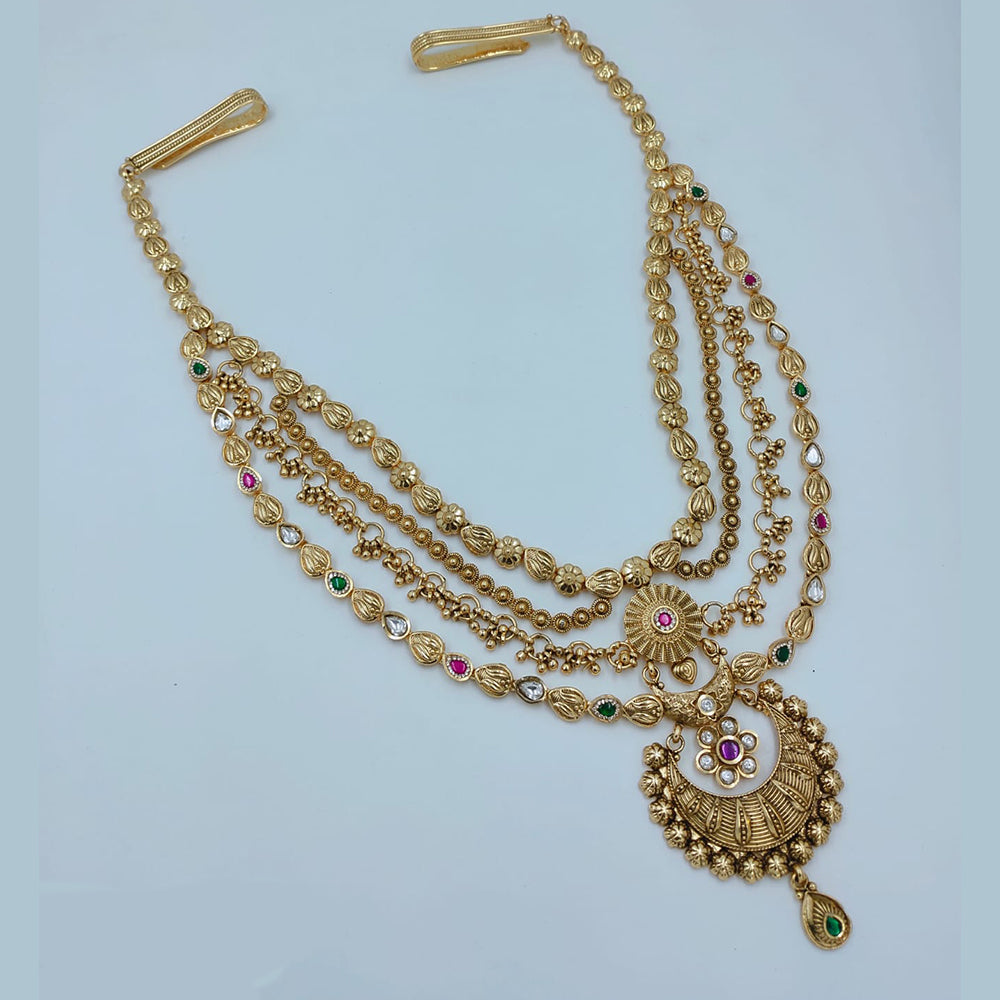 Lucentarts Jewellery Traditional Pota Stone And Pearl Kamarband for Bridal & Festive Wear