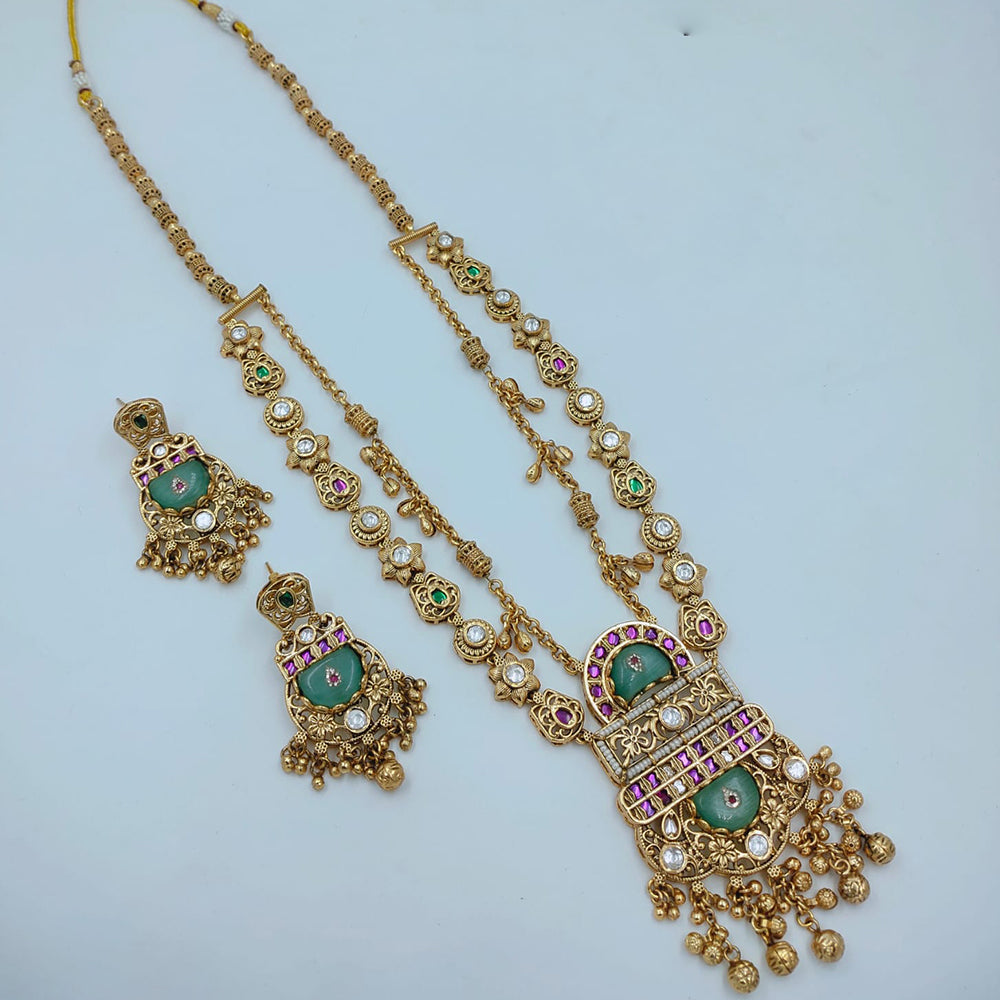 Lucentarts Jewellery Elegant Pota Stone And Pearl Long Necklace Set