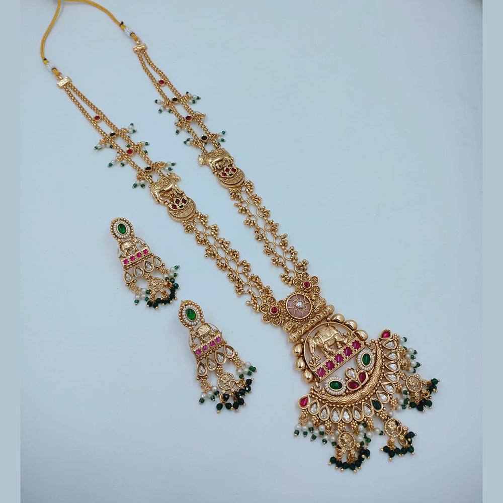 Lucentarts Jewellery Elegant Pota Stone And Pearl Long Necklace Set