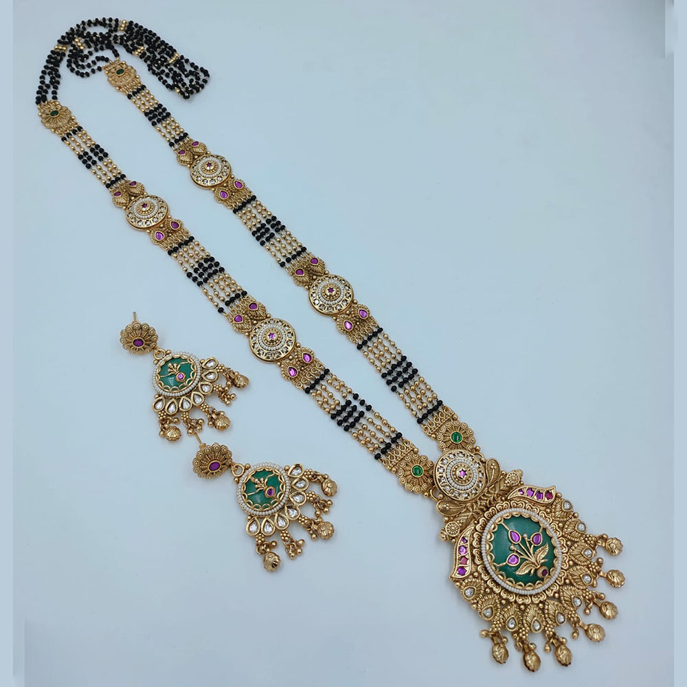 Lucentarts Jewellery Traditional Pota Stone And Black Beads Mangalsutra