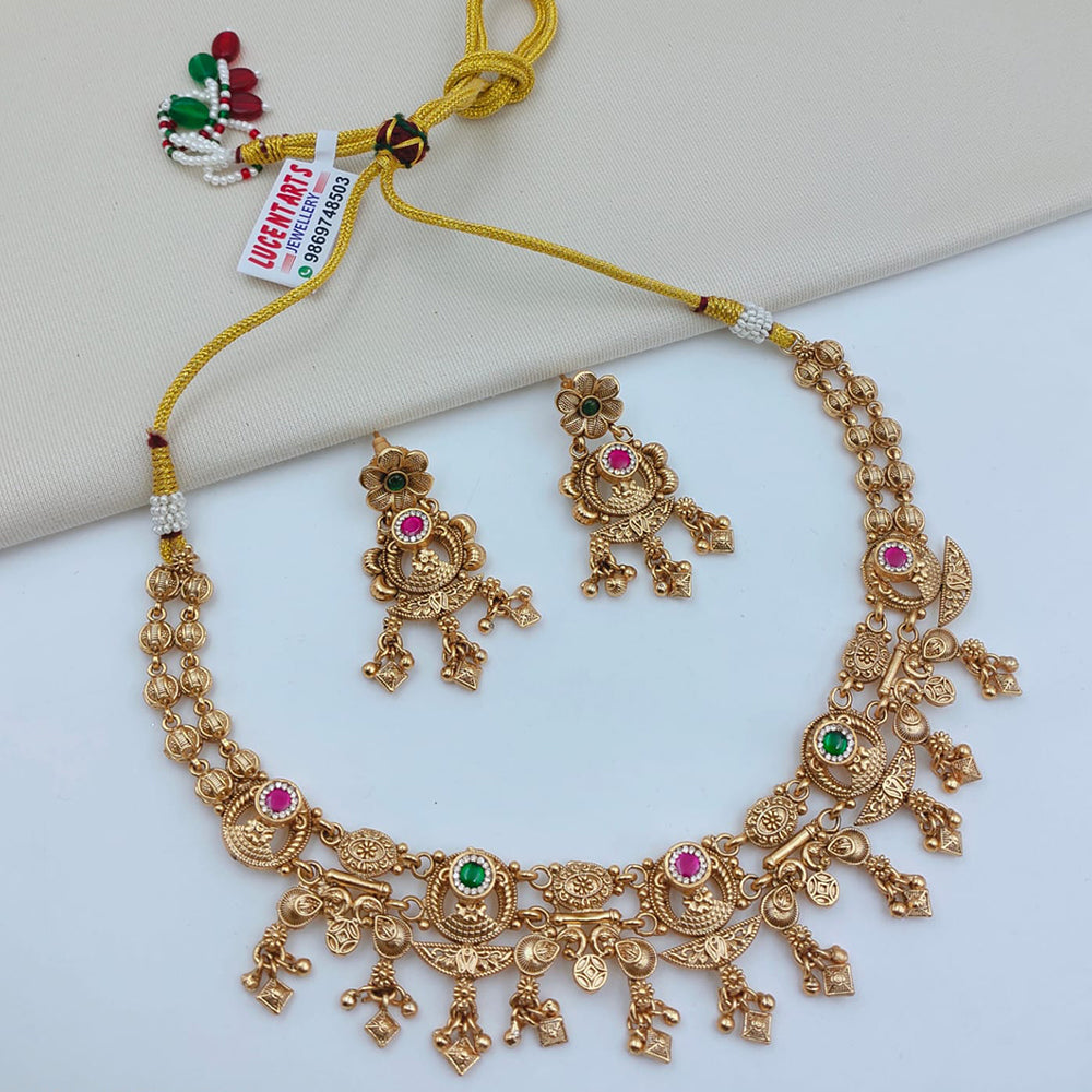 Lucentarts Jewellery Designer Pota Stone And Austrian Stone Pearl Necklace Set
