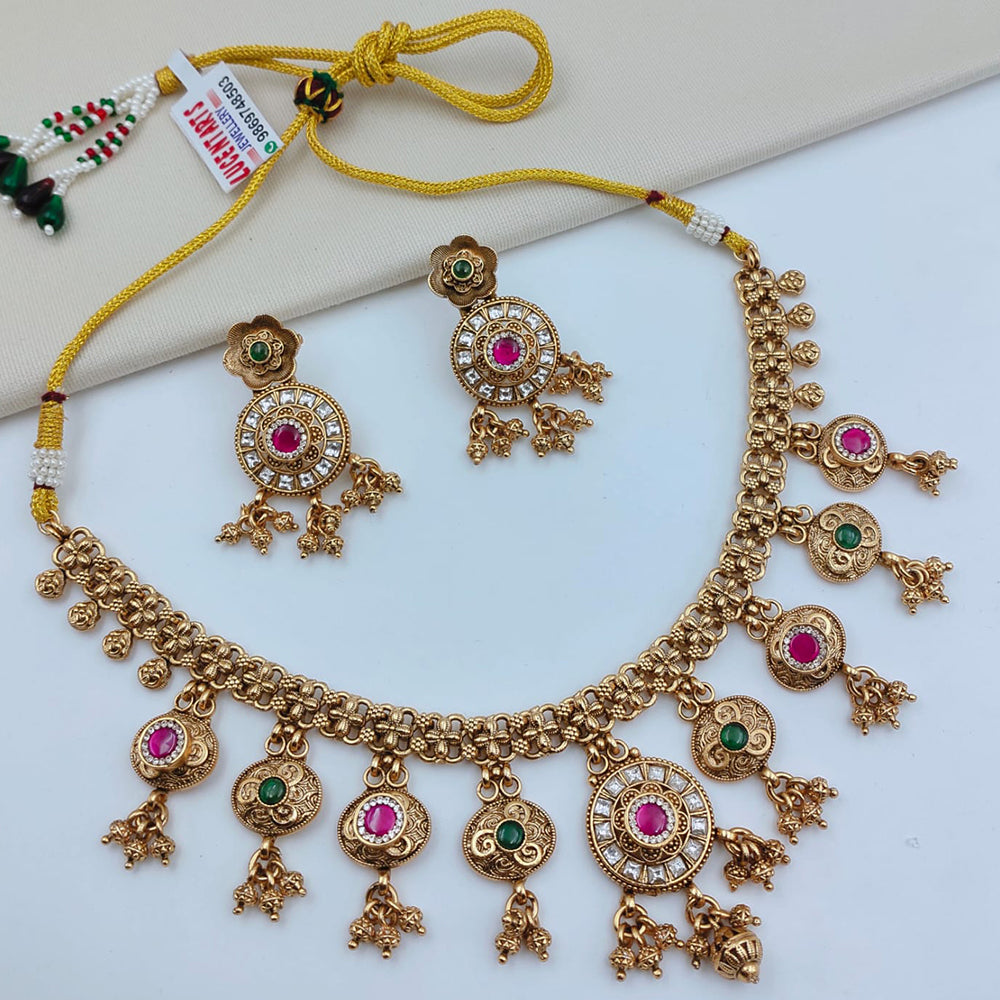 Lucentarts Jewellery Designer Pota Stone And Austrian Stone Pearl Necklace Set