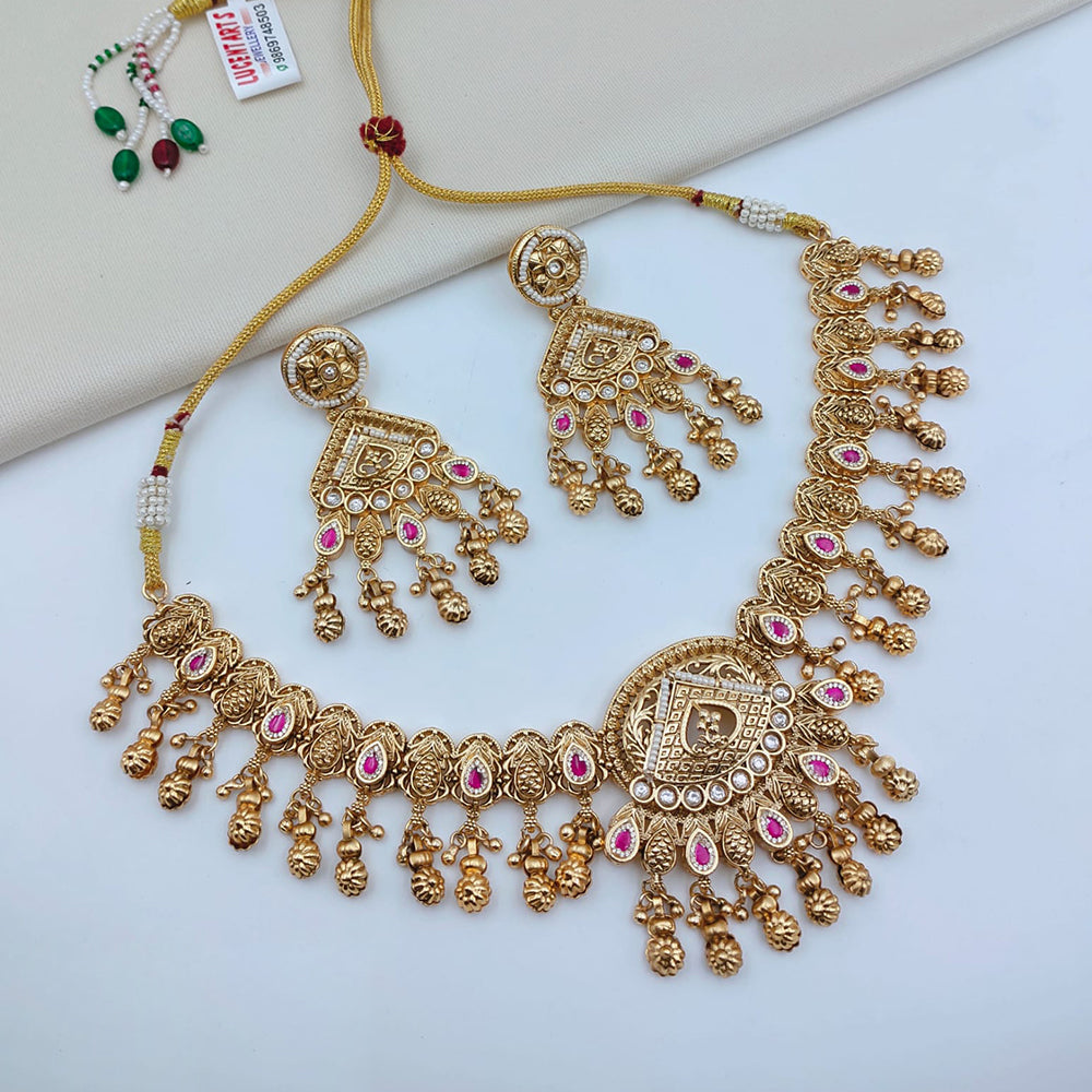 Lucentarts Jewellery Designer Pota Stone And Austrian Stone Pearl Necklace Set