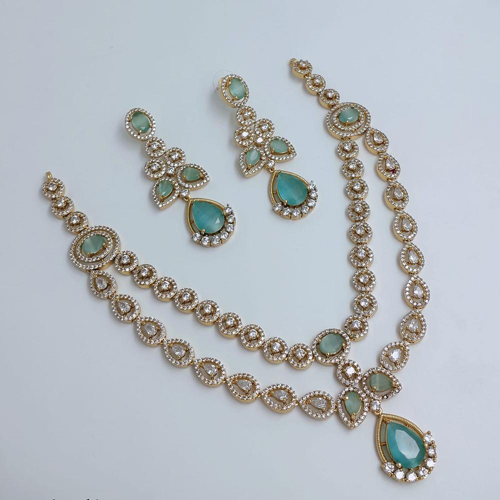 Lucentarts Jewellery Sparkling American Diamond Necklace Set for Women