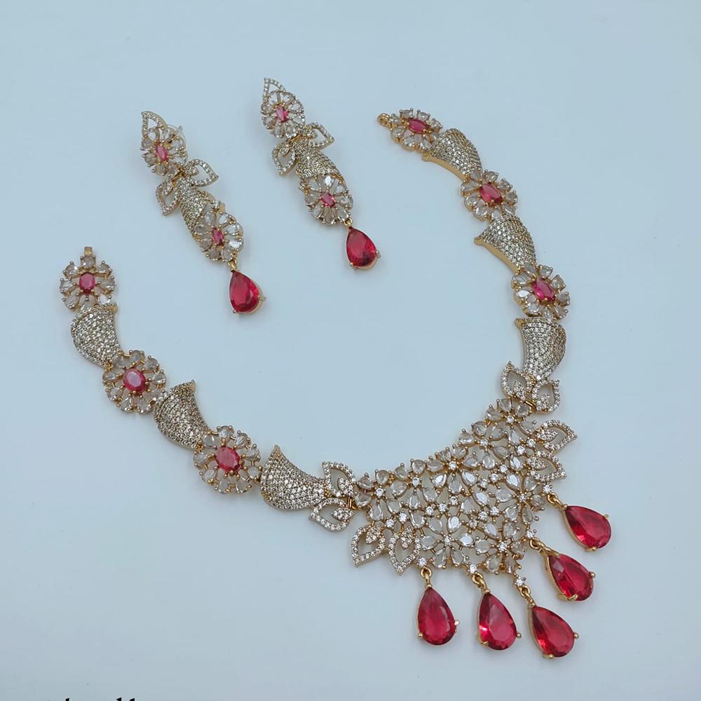 Lucentarts Jewellery Sparkling American Diamond Necklace Set for Women