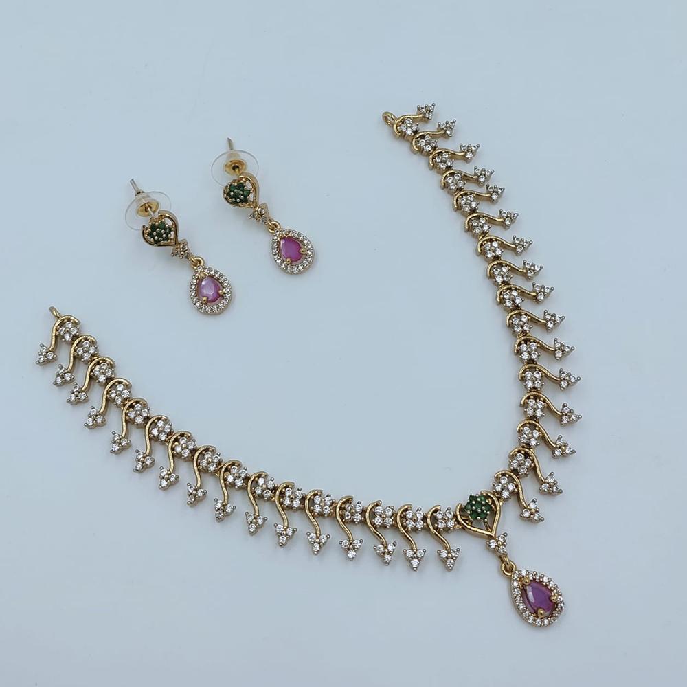 Lucentarts Jewellery Sparkling American Diamond Necklace Set for Women