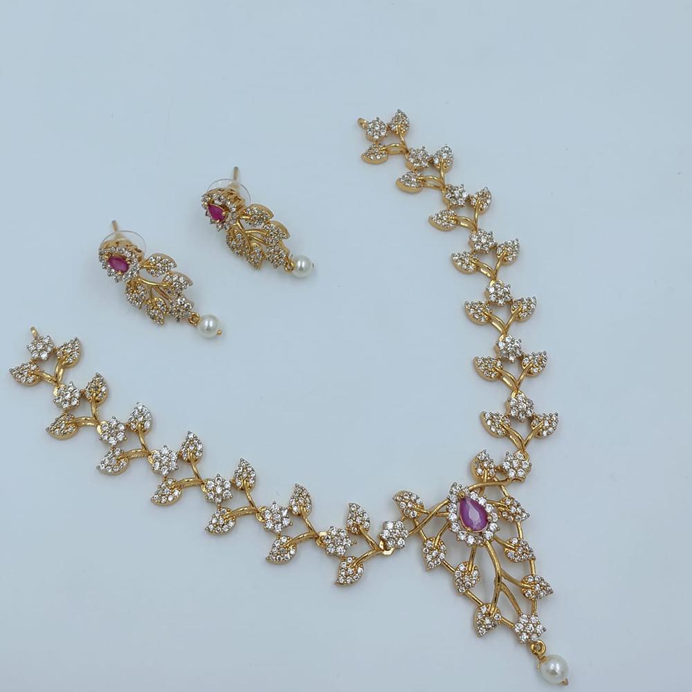 Lucentarts Jewellery Sparkling American Diamond Necklace Set for Women