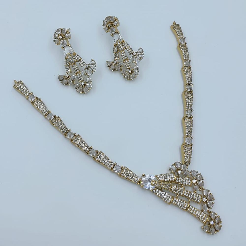 Lucentarts Jewellery Sparkling American Diamond Necklace Set for Women