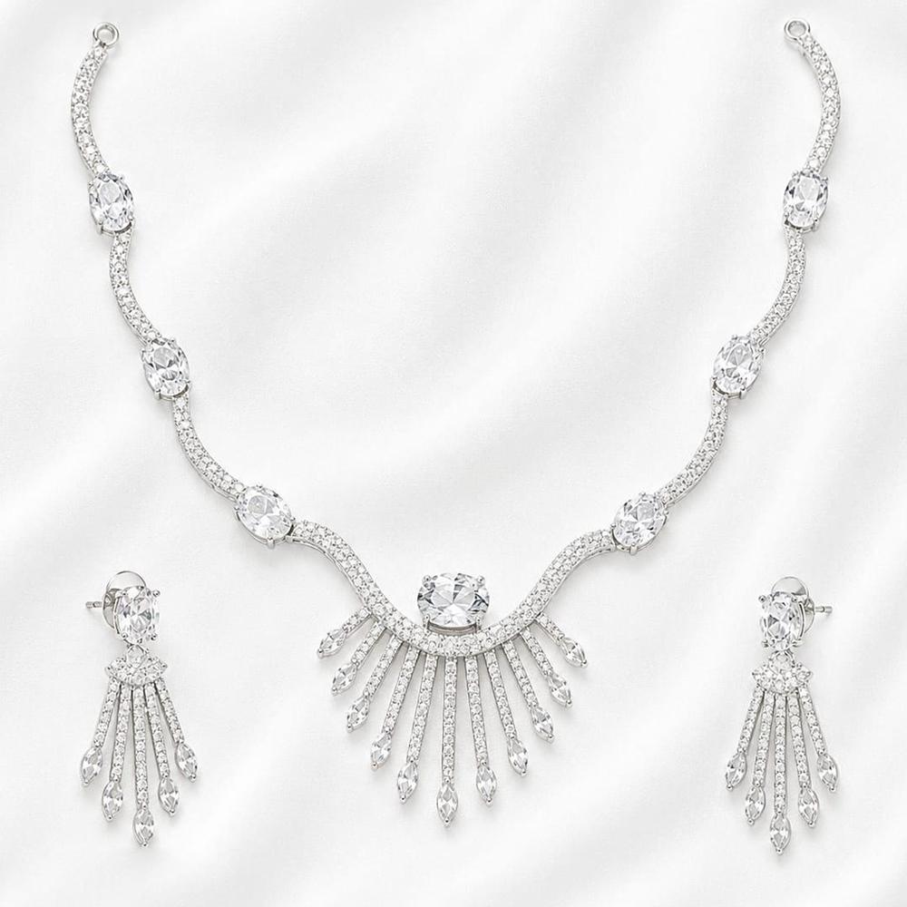 Lucentarts Jewellery Sparkling American Diamond Necklace Set for Women