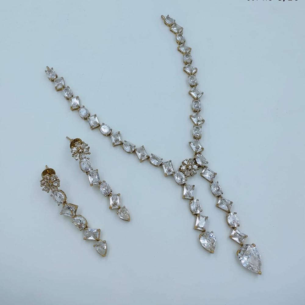 Lucentarts Jewellery Sparkling American Diamond Necklace Set for Women