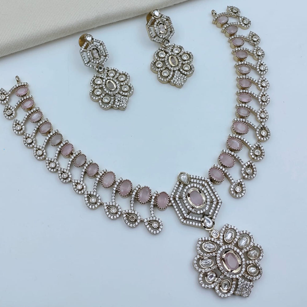 Lucentarts Jewellery Sparkling American Diamond Necklace Set for Women