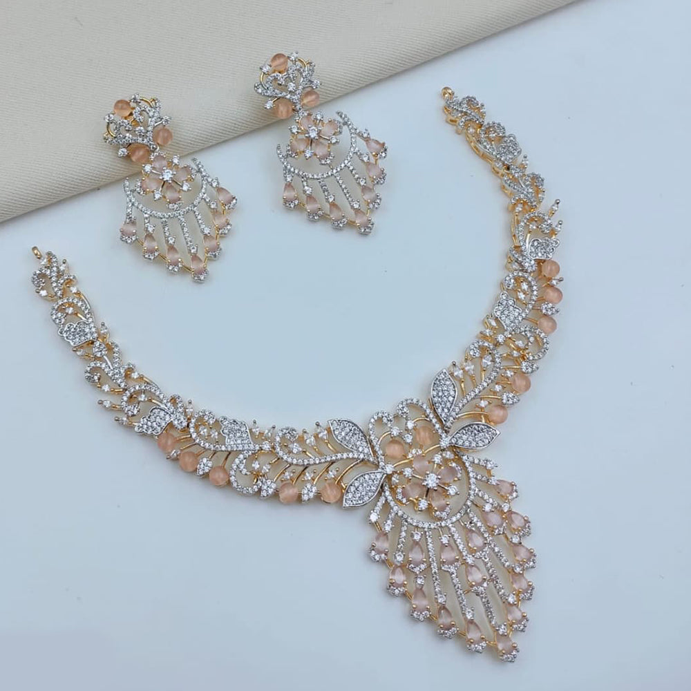 Lucentarts Jewellery Sparkling American Diamond Necklace Set for Women