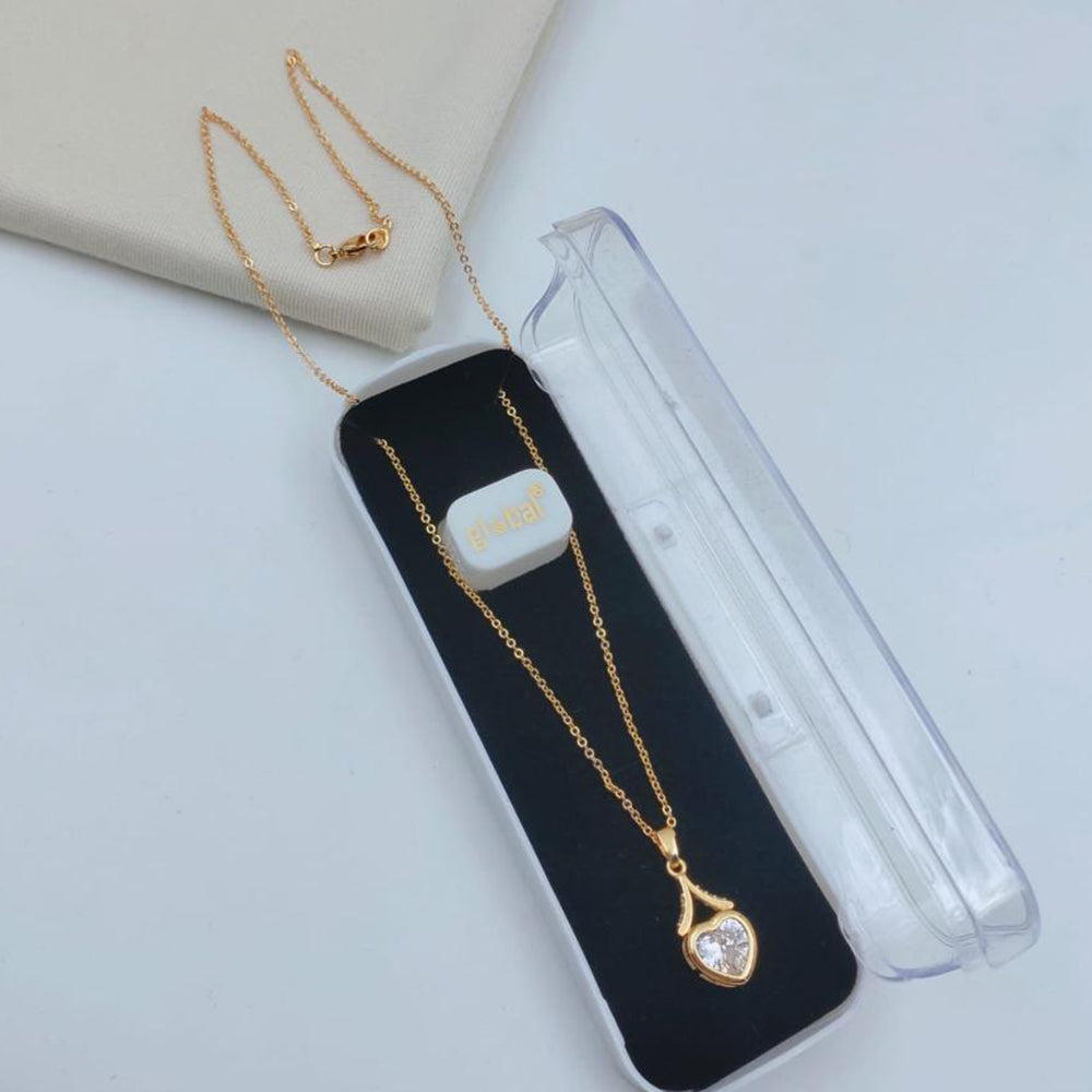 Lucentarts Jewellery Gold Plated Crystal Stone Hear Shape Chain Pendant
