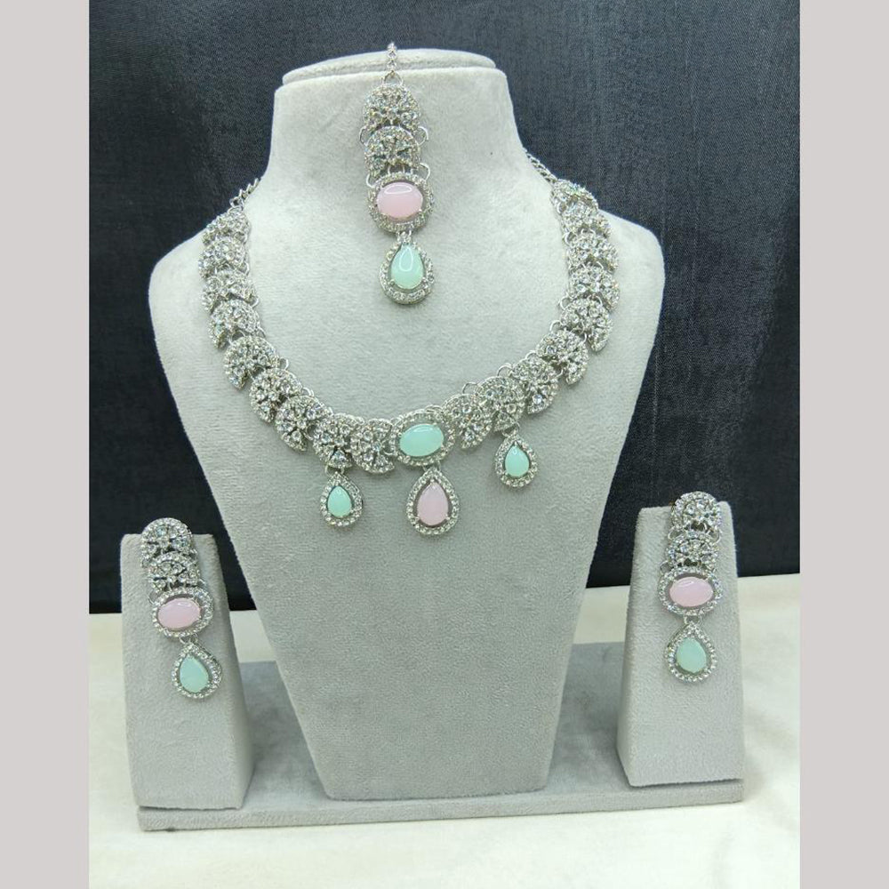 Lucentarts Jewellery Sparkling American Diamond Necklace Set for Women