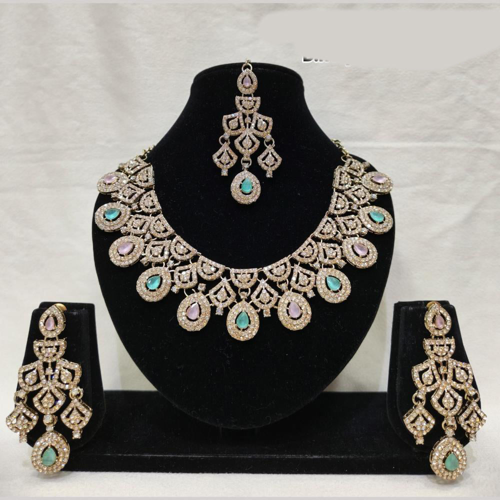 Lucentarts Jewellery Sparkling American Diamond Necklace Set for Women