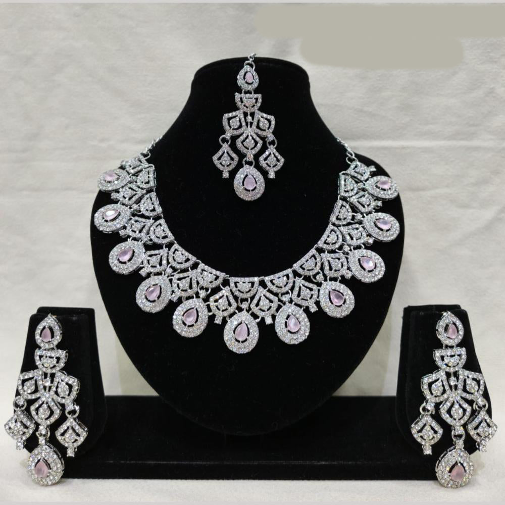 Lucentarts Jewellery Sparkling American Diamond Necklace Set for Women