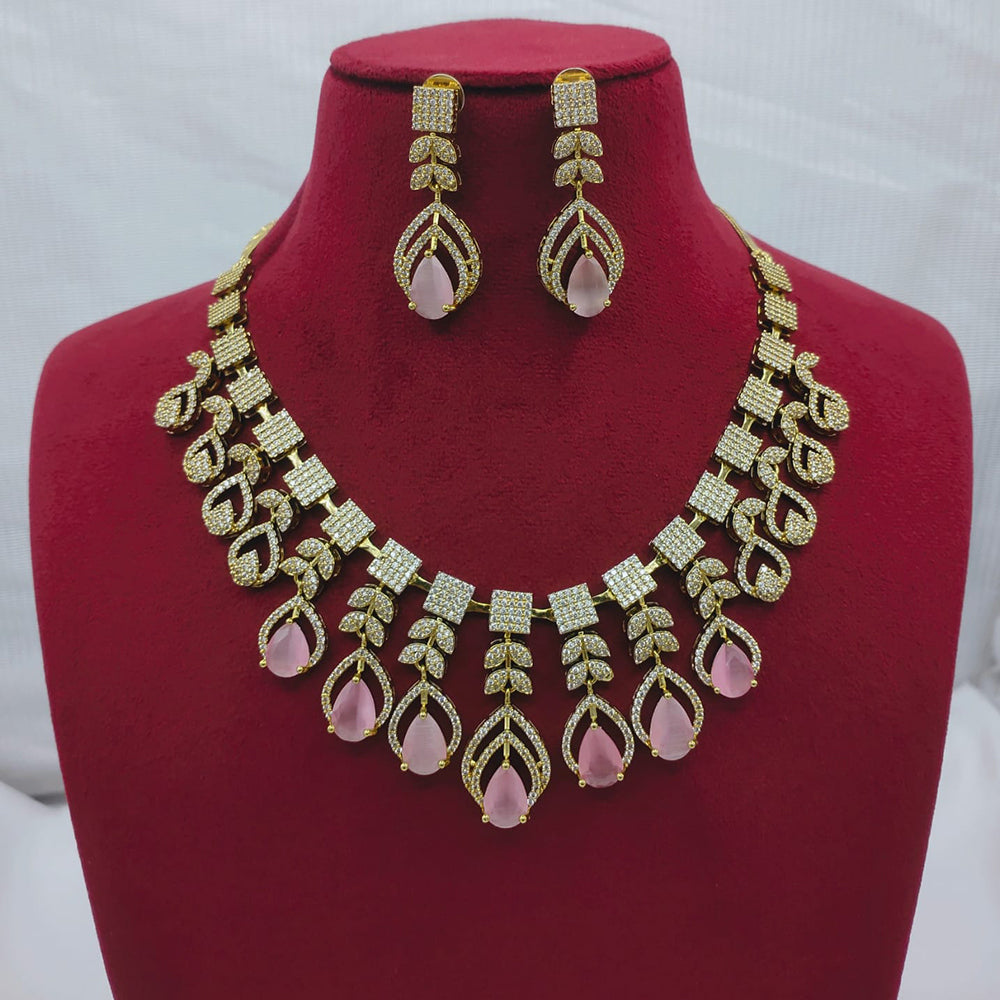 Lucentarts Jewellery Sparkling American Diamond Necklace Set for Women