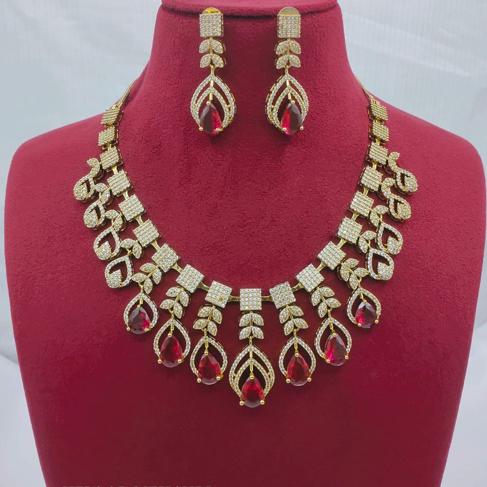 Lucentarts Jewellery Sparkling American Diamond Necklace Set for Women