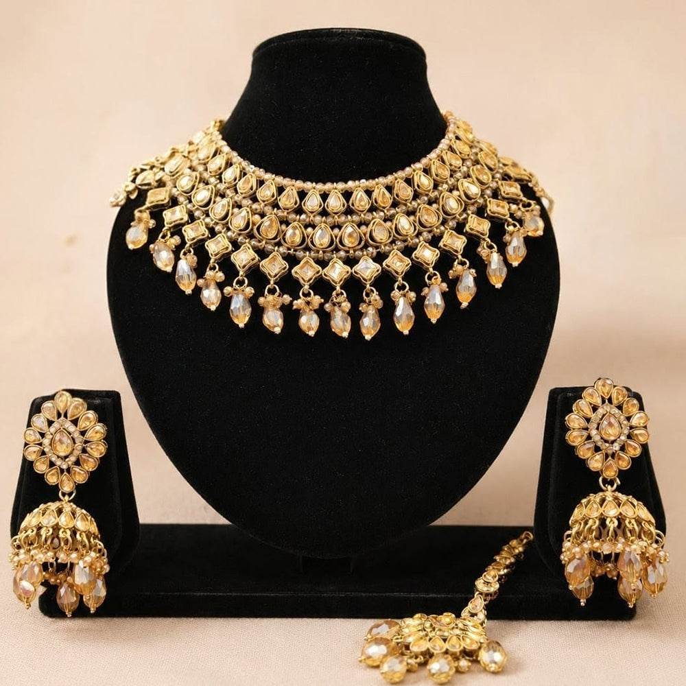 Lucentarts Jewellery Classic Crystal Stone And Beads Choker Necklace Set