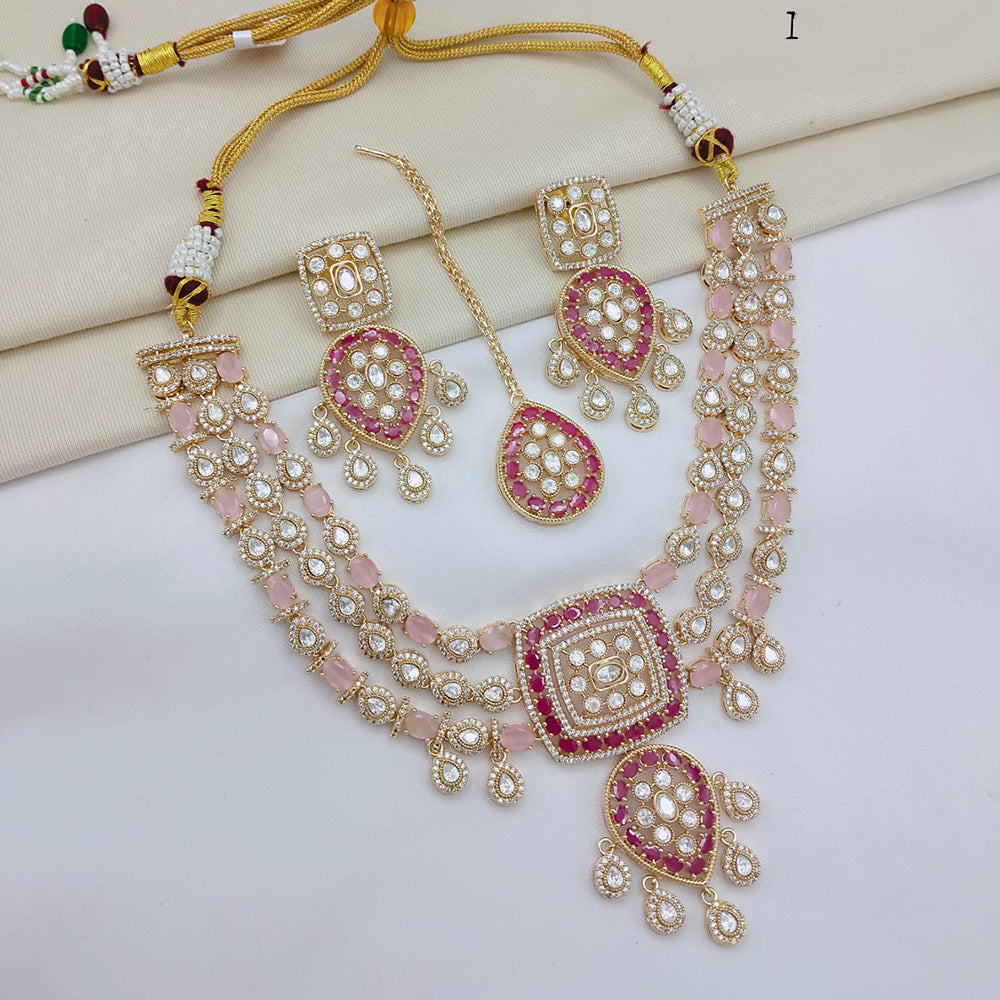 Lucentarts Jewellery Luxury Polki Kundan And American Diamond Necklace Set