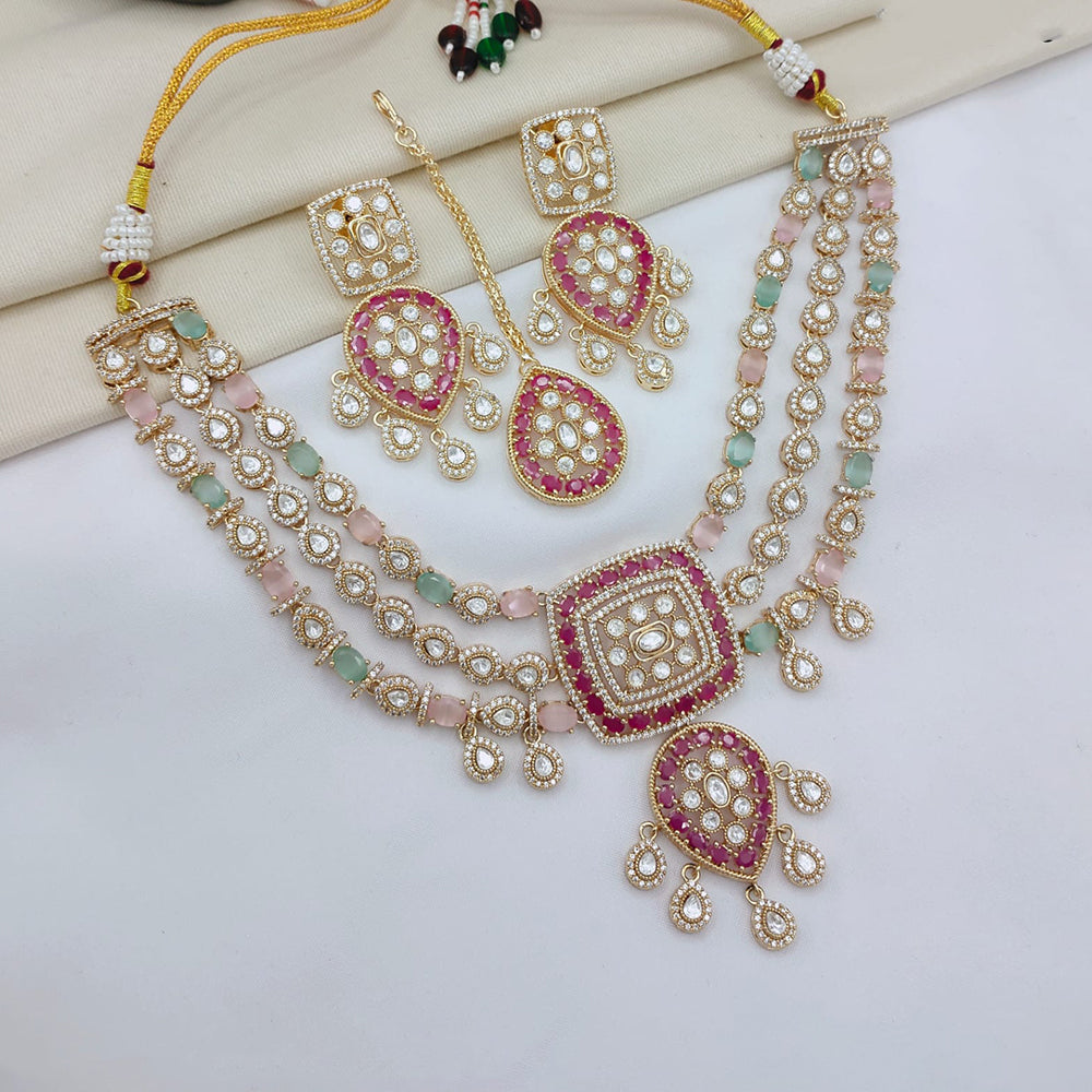 Lucentarts Jewellery Luxury Polki Kundan And American Diamond Necklace Set