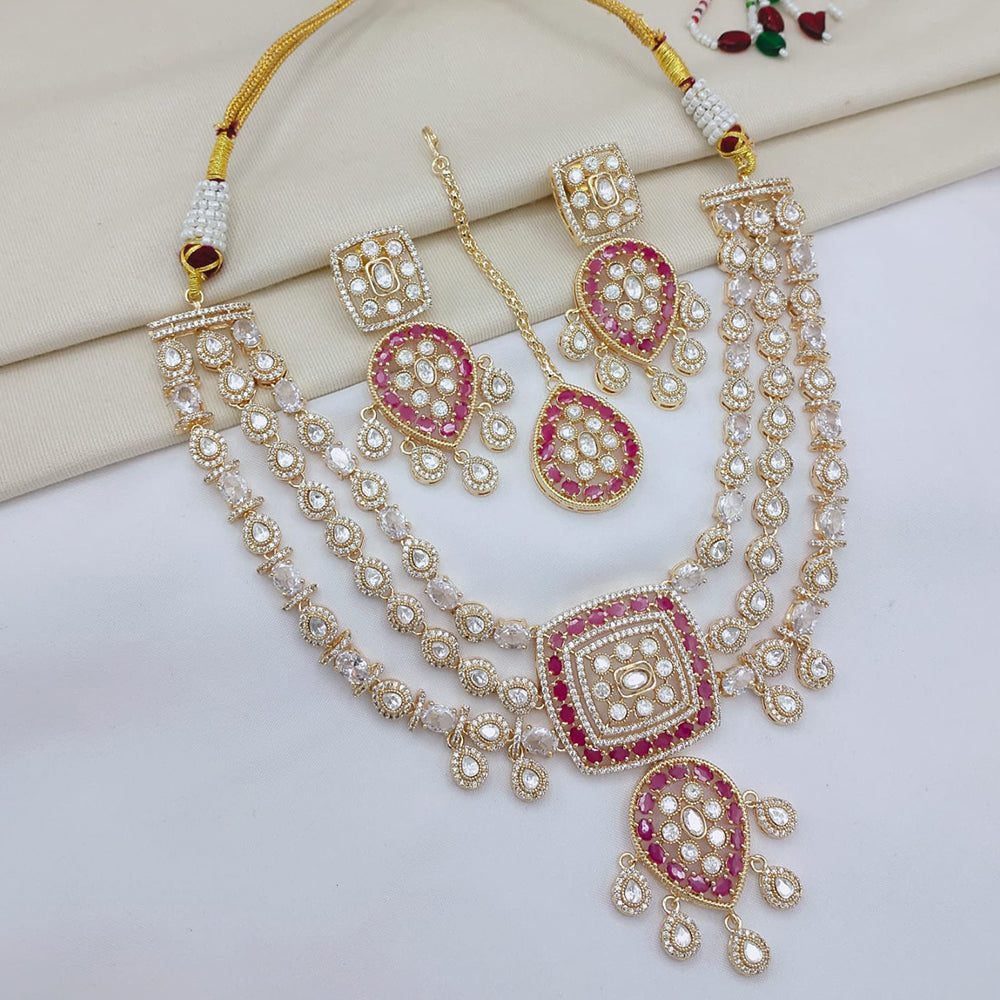 Lucentarts Jewellery Luxury Polki Kundan And American Diamond Necklace Set
