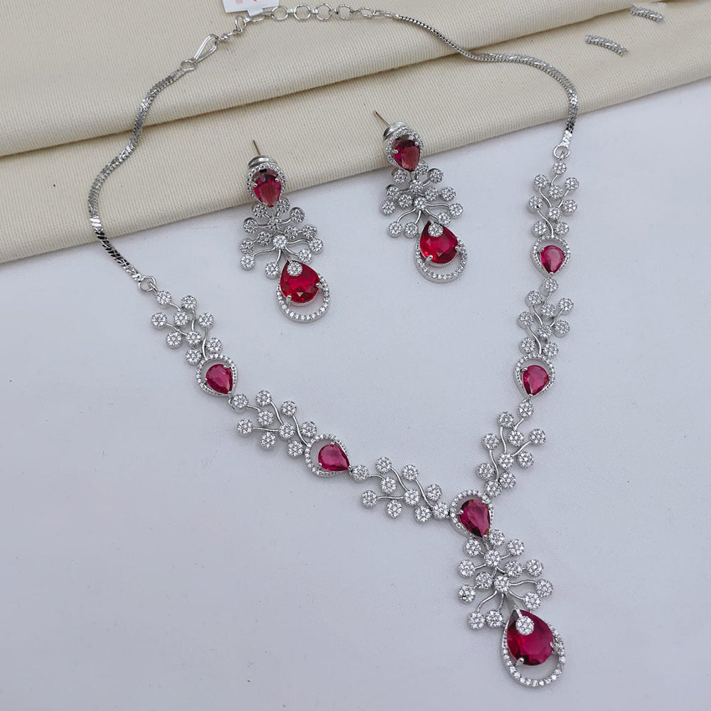 Lucentarts Jewellery Luxury American Diamond Necklace Set