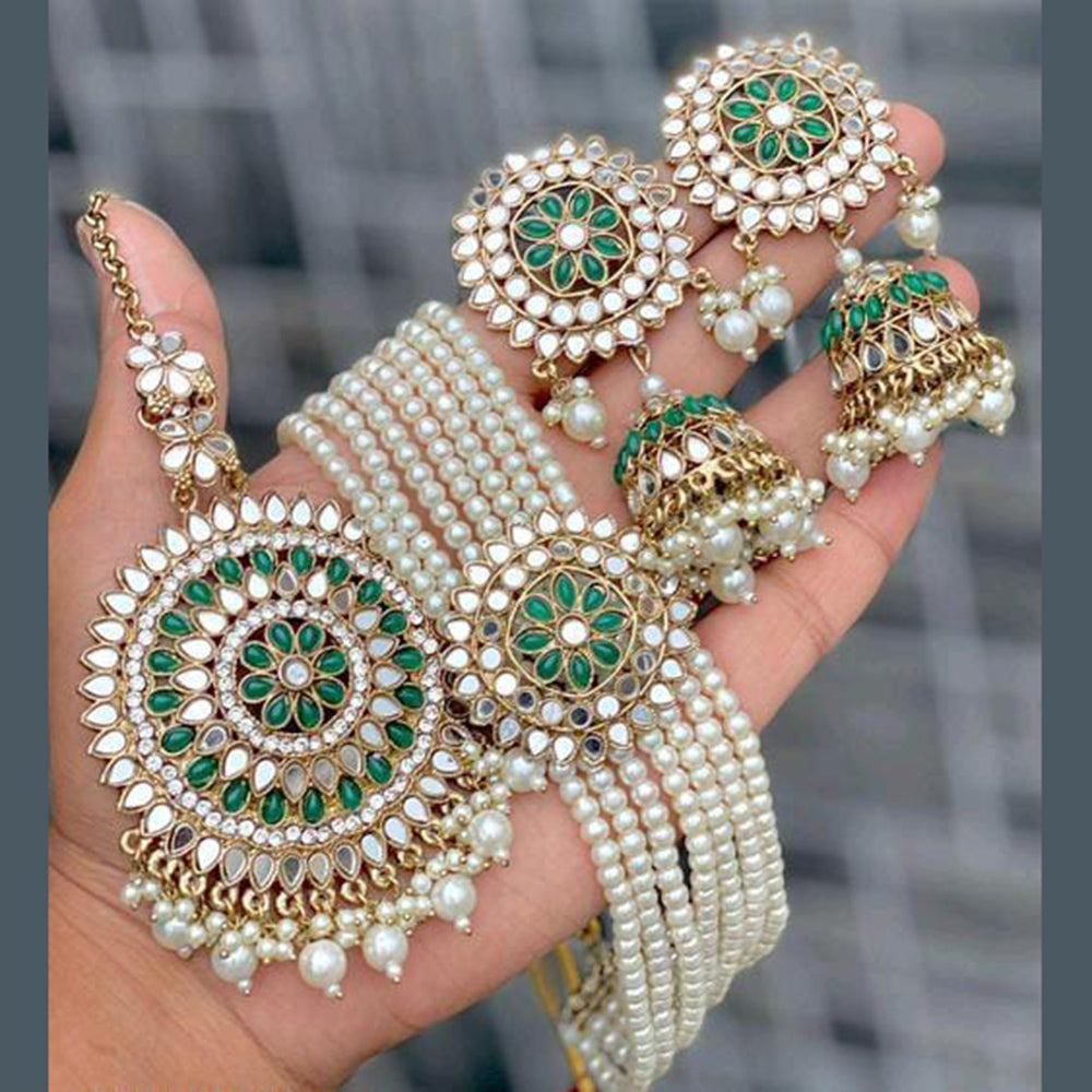 Sai Fashion Gold Plated Mirror Choker Necklace Set