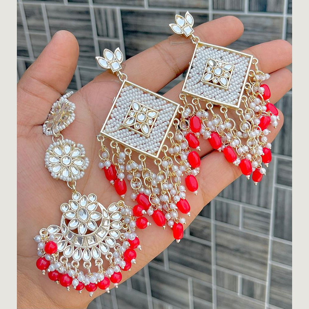 Sai Fashion Gold Plated Dangler Earrings With Maangtikka