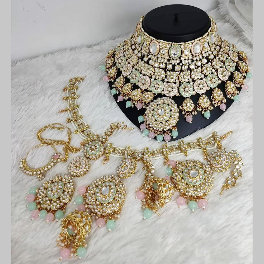 Sai Fashion Gold Plated Kundan & Beads Bridal Set