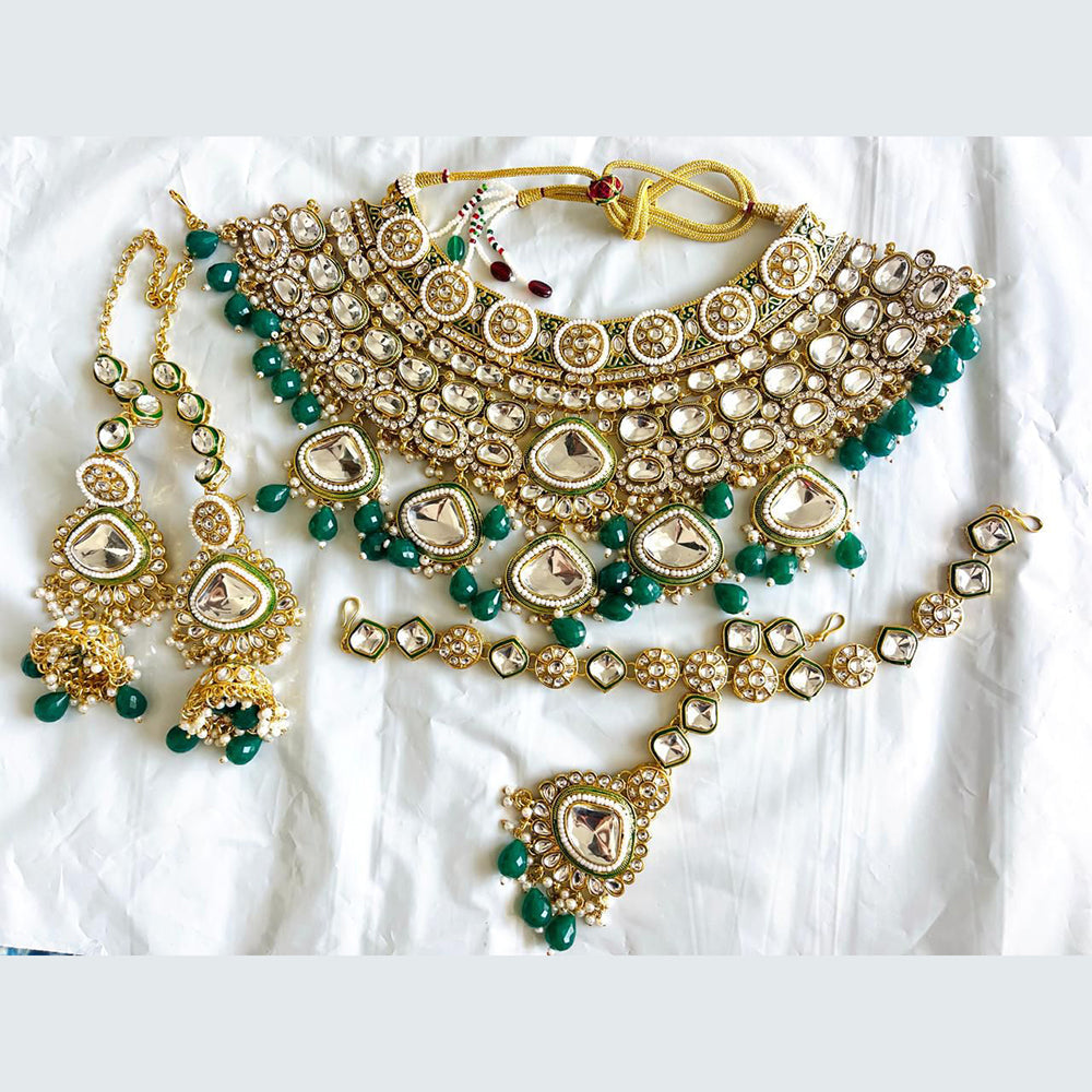 Sai Fashion Gold Plated Kundan Stone And Beads Necklace Set