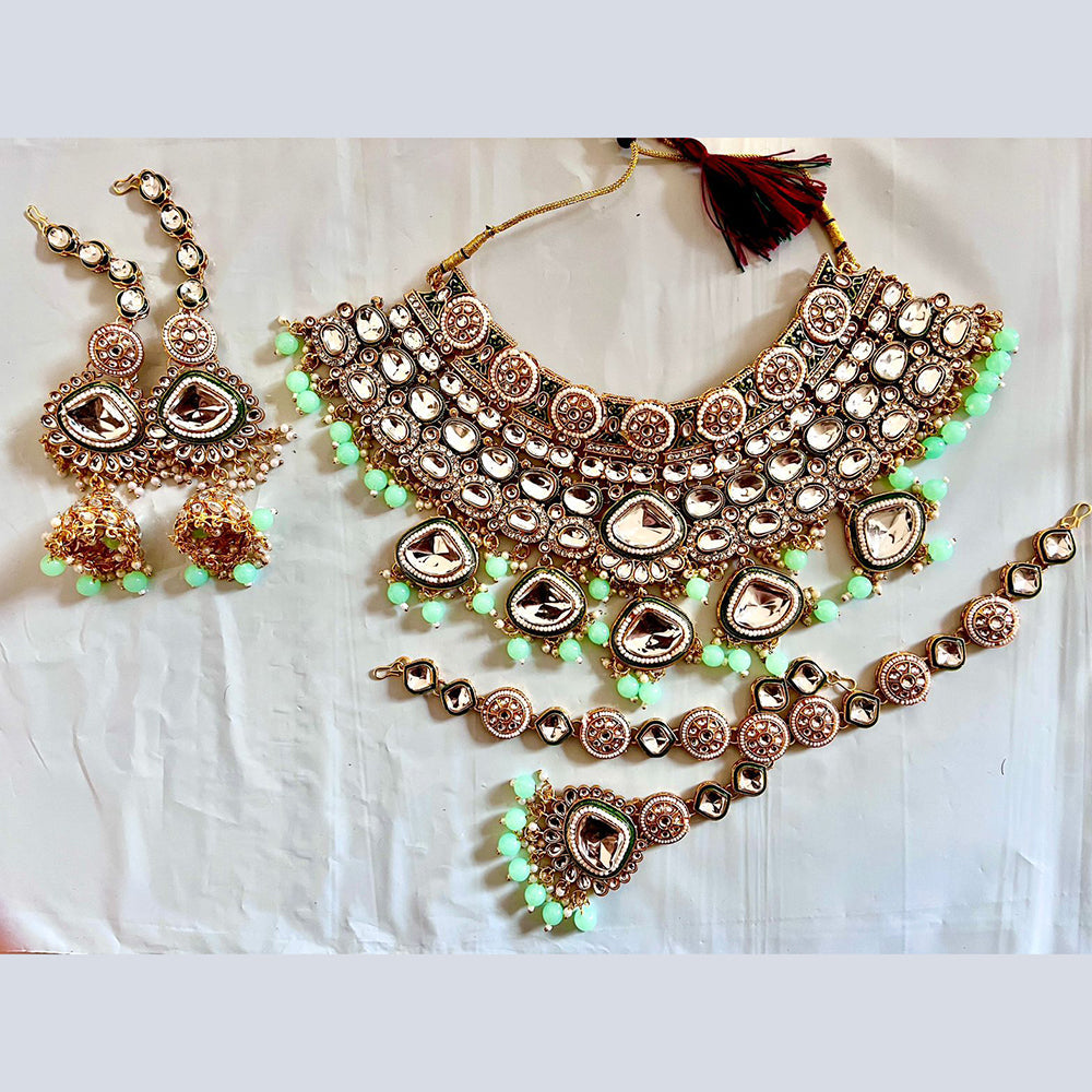 Sai Fashion Gold Plated Kundan Stone And Beads Necklace Set