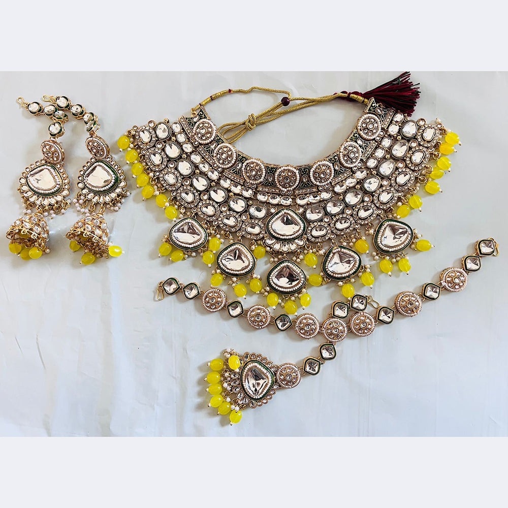 Sai Fashion Gold Plated Kundan Stone And Beads Necklace Set