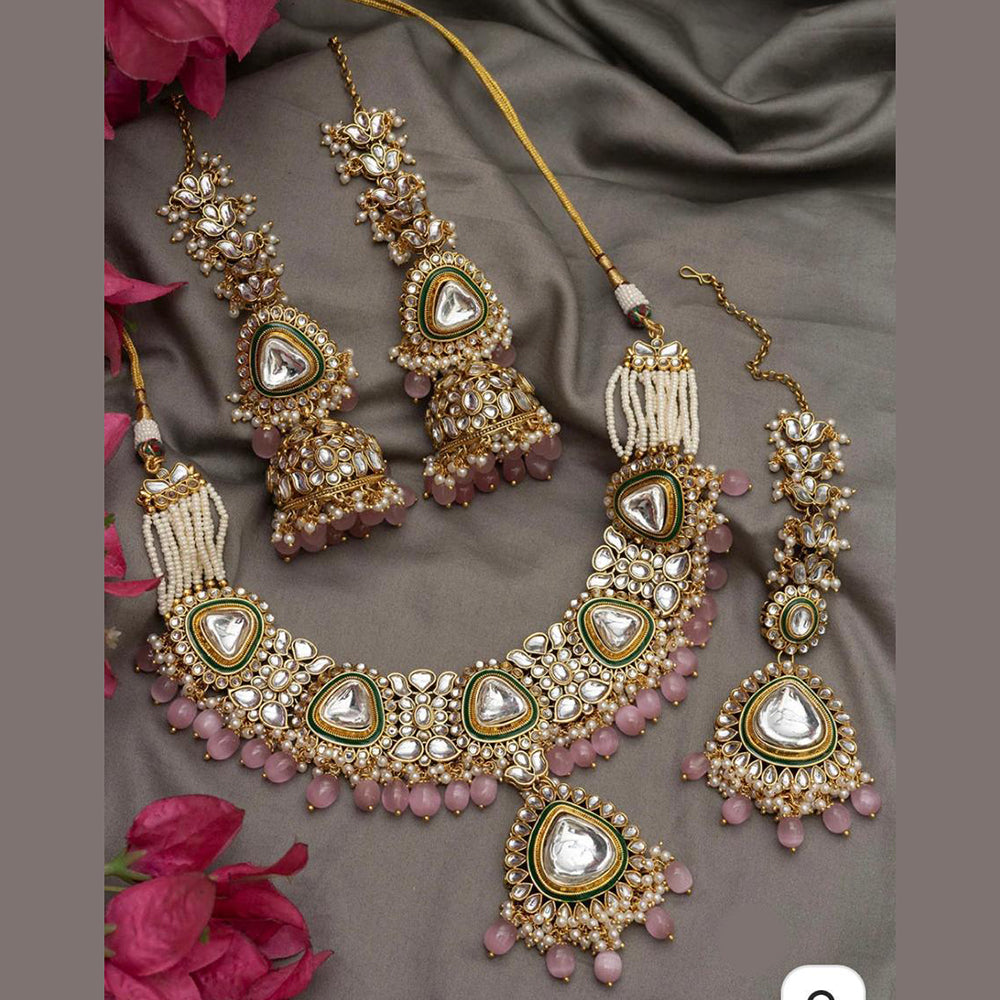 Sai Fashion Gold Plated Kundan Stone And Beads Necklace Set