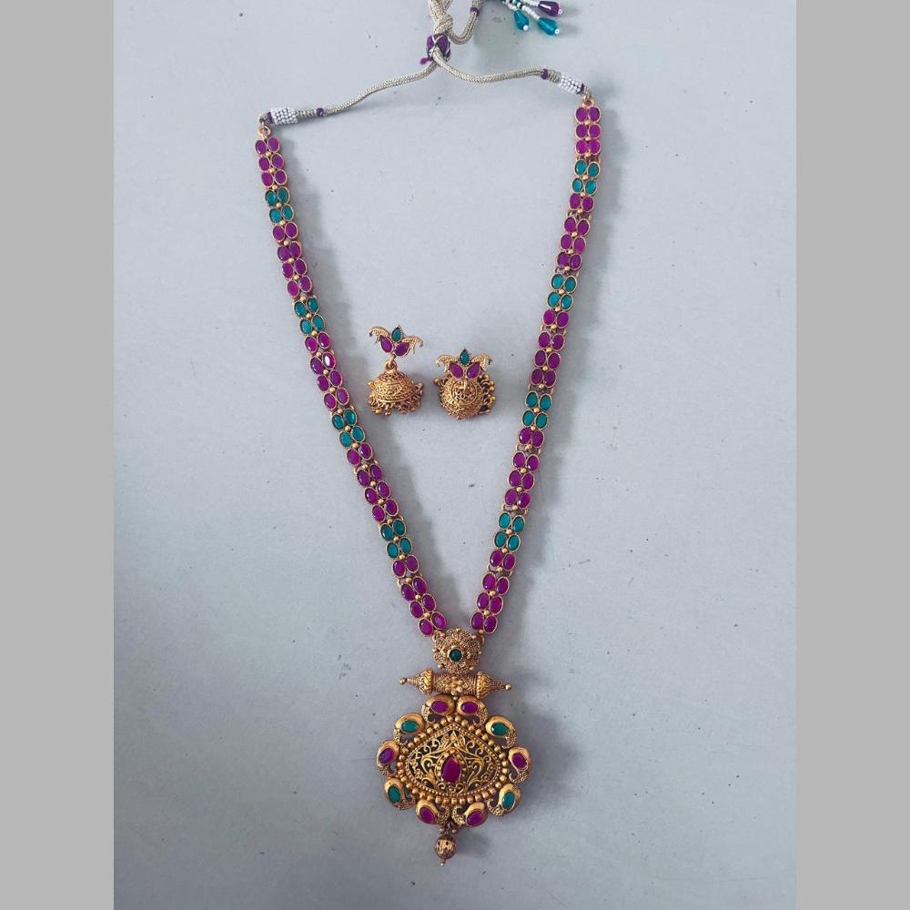 Sai Fashion Gold Plated Pota Stone Necklace Set